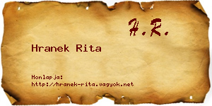 Hranek Rita névjegykártya